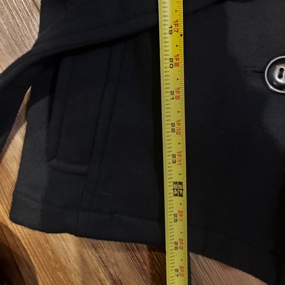 Braetan Womens Medium Cotton Blend Black pea Coat with Tie - Picture 8 of 10